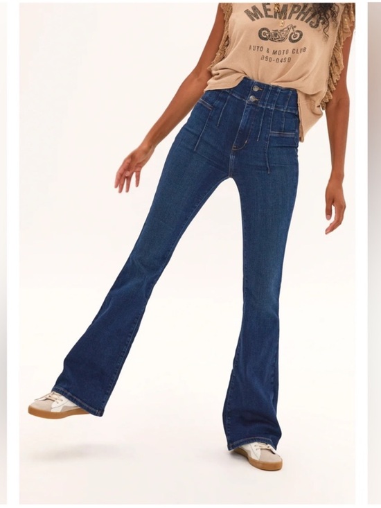 Free People Denim - Free People Dark Blue High-Waist Flare Jeans